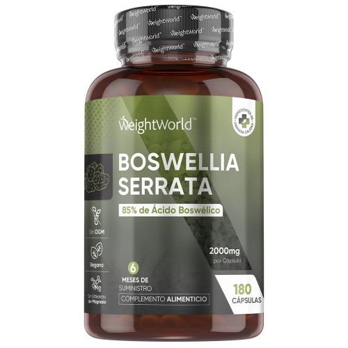 Boswellia Serrata Weightworld, 180 Capsule Vegane (6 Mesi) Da 2000Mg, 85% Acidi Boswellici, Estratto 5:1, 1 Sola Capsula Al Giorno, Boswellia Integratore, Senza Magnesio Stearato, Prodotto In Europa-image