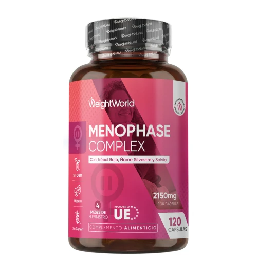 WeightWorld Menophase Complex 120 Cápsulas - Extractos Botánicos + Vitaminas + Minerales para Mujeres