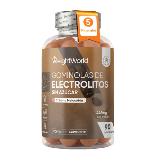 WeightWorld Gominolas de Electrolitos 448 mg · 90 Gummies Sin Azúcar · Con Potasio, Magnesio, Calcio y Sodio · Hidratación Diaria