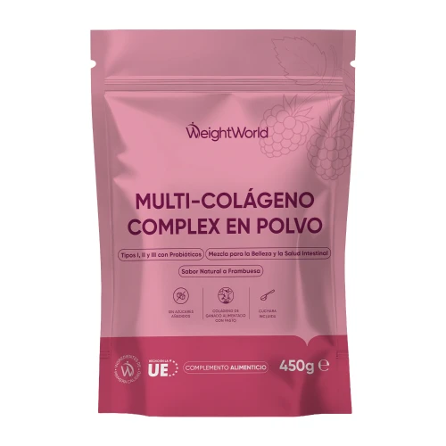 WeightWorld Multicolágeno en Polvo 450 g con Probióticos, Vitamina C, Ácido Hialurónico y Biotina