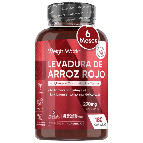 Levadura Roja de Arroz · 290 mg · 180 Cáps. con CoQ10 y B1 para el Corazón