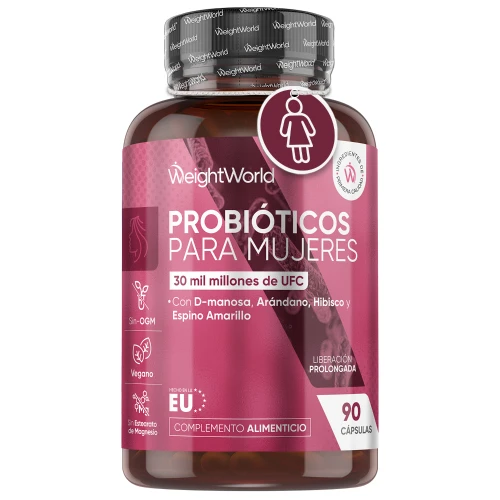 WeightWorld Probióticos para Mujer 90 Capsulas Liberacion Prolongada - Fórmula para el bienestar íntimo y digestivo - Con D-manosa, Arándanos, Hibisco y Espino Am